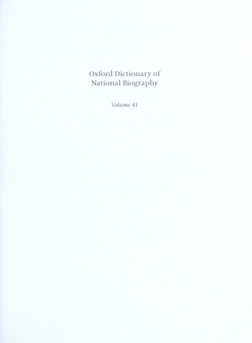 Oxford Dictionary of National Biography - volume 41 Norbury–Osborn