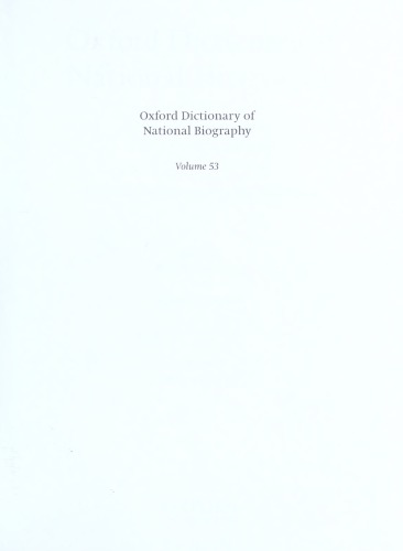 Oxford Dictionary of National Biography - volume 53 Strang–Taylor