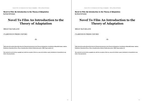 Novel to Film: An Introduction to the Theory of Adaptation