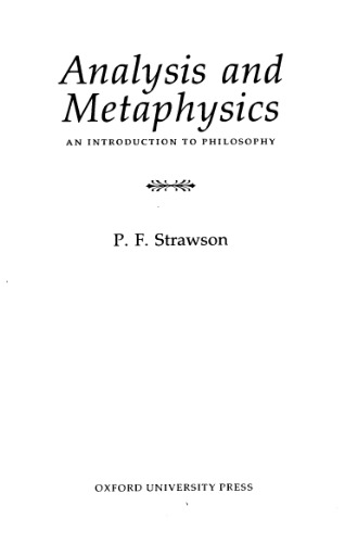 Analysis and Metaphysics: An Introduction to Philosophy