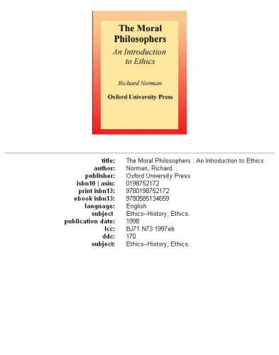 The moral philosophers: an introduction to ethics