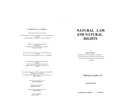 Natural Law and Natural Rights (Clarendon Law Series)