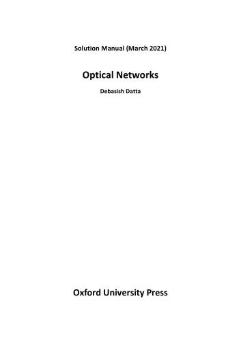 Optical Networks (Solutions, Instructor Solution Manual)