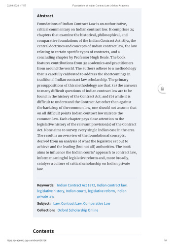 Foundations of Indian Contract Law