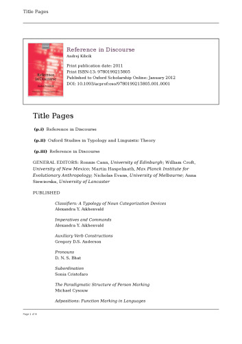 Reference in Discourse