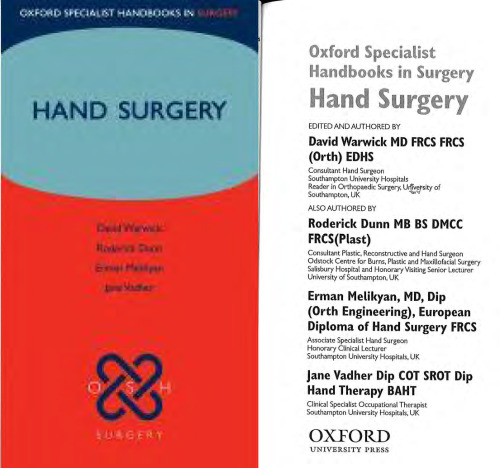Hand Surgery (Oxford Specialist Handbooks Series in Surgery)