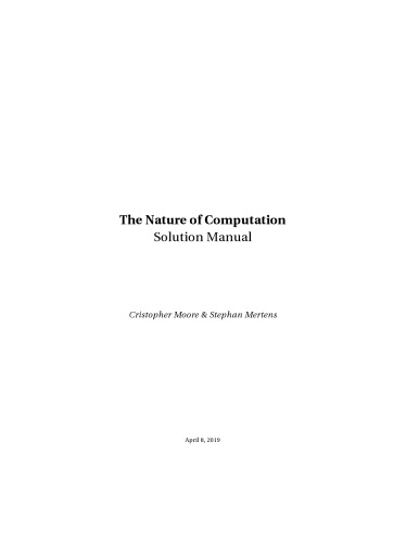 The Nature of Computation (Instructor Solution Manual, Solutions)