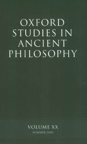 Oxford Studies in Ancient Philosophy: Volume XX Summer 2001