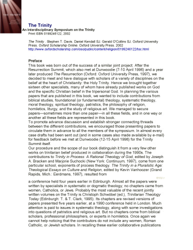 The Trinity: An Interdisciplinary Symposium on the Trinity
