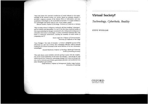 Virtual Society?: Technology, Cyberbole, Reality