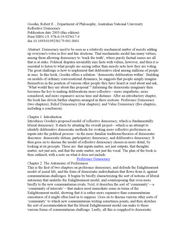 Reflective Democracy (Oxford Political Theory)