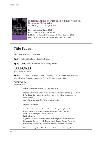 Multinationals as Flagship Firms: Regional Business Networks