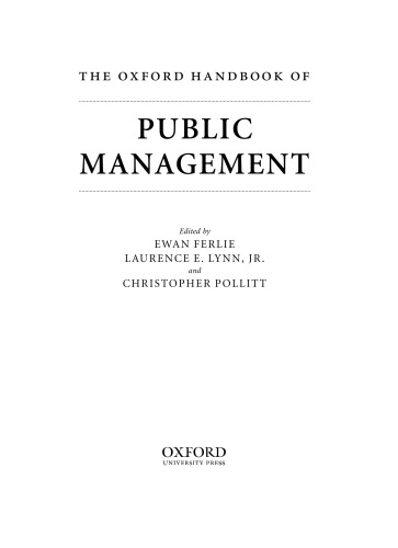 The Oxford handbook of public management