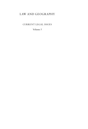 Law and Geography: Current Legal Issues 2002 Volume 5