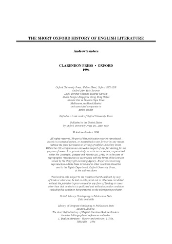 The Short Oxford History of English Literature