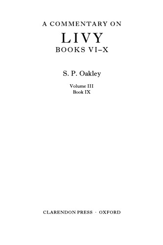 A Commentary on Livy, Books VI-X: Volume III: Book IX