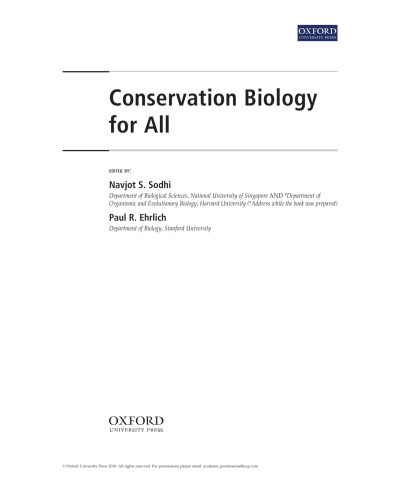 Conservation Biology for All (Oxford Biology)