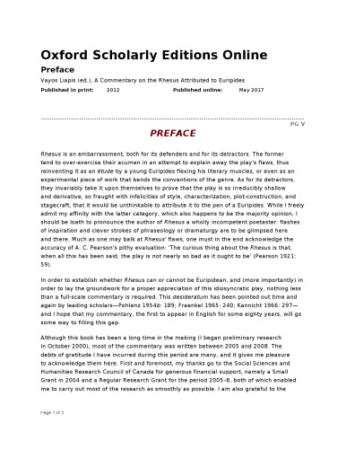 A Commentary on the Rhesus Attributed to Euripides