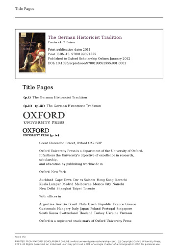 The German Historicist Tradition