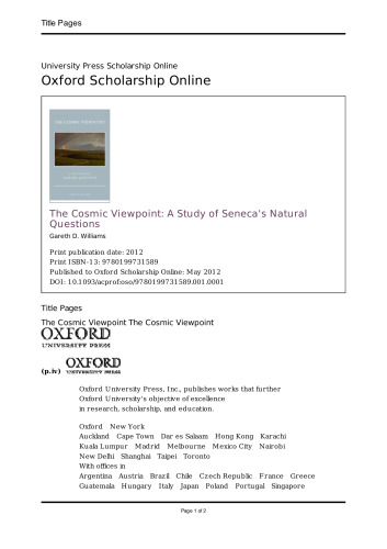 Cosmic Viewpoint: A Study of Seneca's Natural Questions