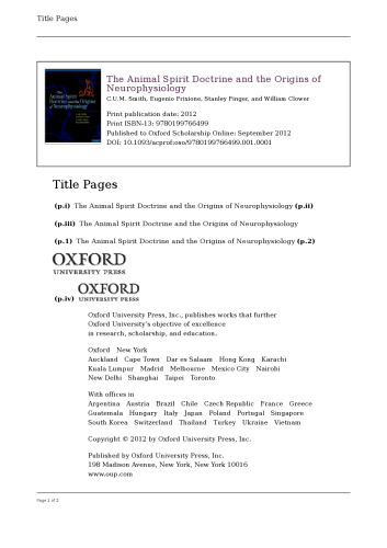 Animal Spirit Doctrine and the Origins of Neurophysiology