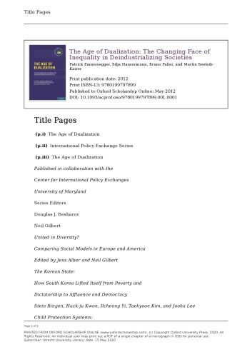 The Age of Dualization: The Changing Face of Inequality in Deindustrializing Societies