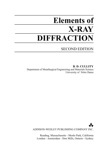 Elements of X-Ray Diffraction