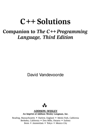 C++ Solutions: companion to C++ programming language