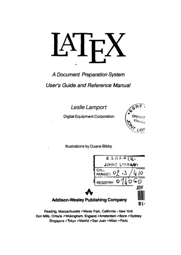 LaTeX: User's Guide and Reference Manual.A Document Preparation System