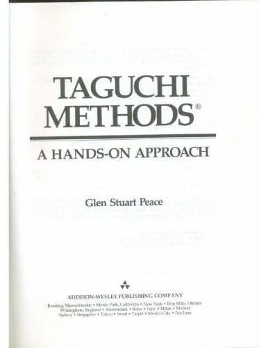 Taguchi Methods: A Hands-On Approach