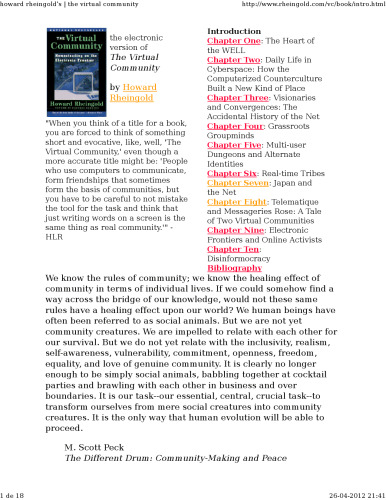 The Virtual Community: Homesteading on the Electronic Frontier