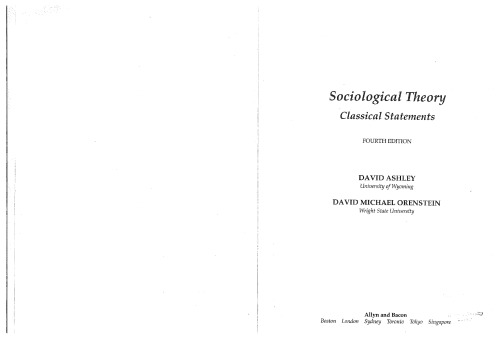 Sociological Theory: Classical Statements