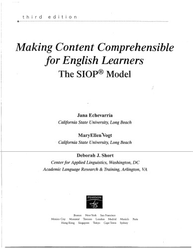 Making content comprehensible for English learners: the SIOP model