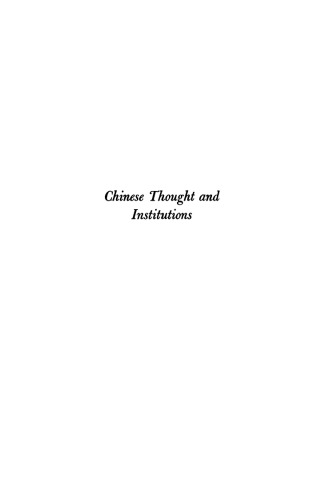 Chinese Thought and Institutions