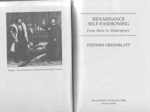Renaissance Self-Fashioning: From More to Shakespeare