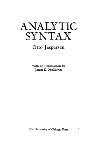 Analytic Syntax