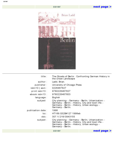 The Ghosts of Berlin: Confronting German History in the Urban Landscape