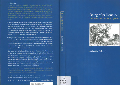 Being After Rousseau: Philosophy and Culture in Question