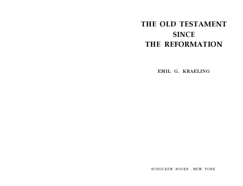 The Old Testament since the Reformation