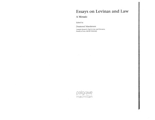 Essays on Levinas and Law: A Mosaic