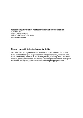 Questioning Hybridity, Postcolonialism and Globalization