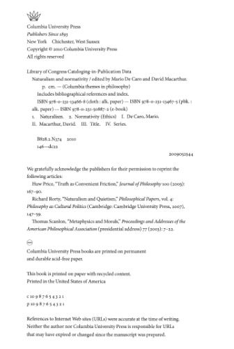 Naturalism and Normativity (Columbia Themes in Philosophy)