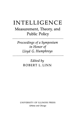 Intelligence: Measurement, Theory, and Public Policy