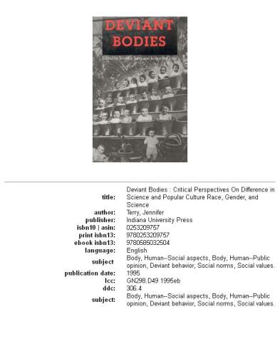 Deviant bodies: critical perspectives on difference in science and popular culture