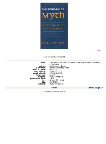 The Semiotic of Myth: A Critical Study of the Symbol