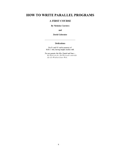 How to Write Parallel Programs: A First Course