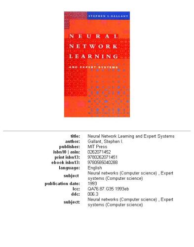 Neural network learning and expert systems