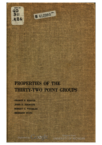 The Properties of the Thirty-Two Point Groups
