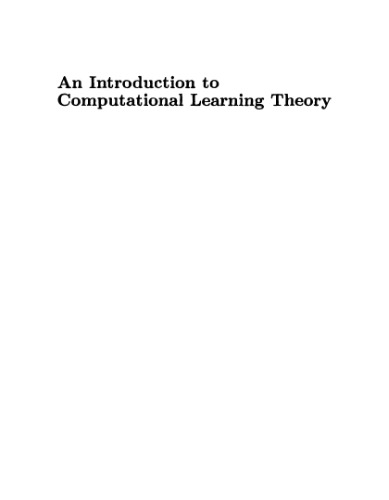 An introduction to computational learning theory