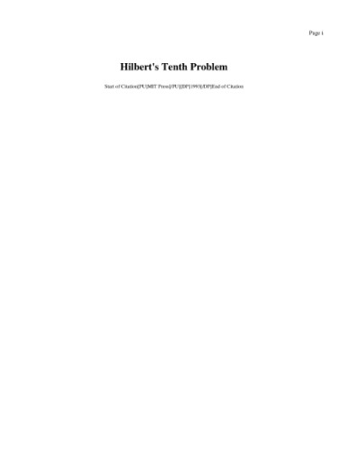 Hilbert's tenth problem